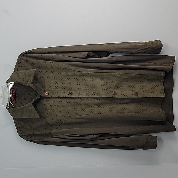 Creme De Silk Olive Green Button Down Men's Shirt - Picture 1 of 8